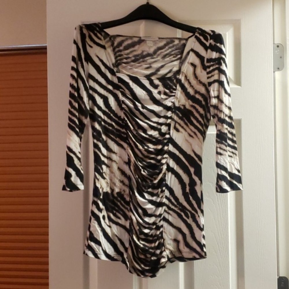 Boston Proper Animal Print Ruched Blouse